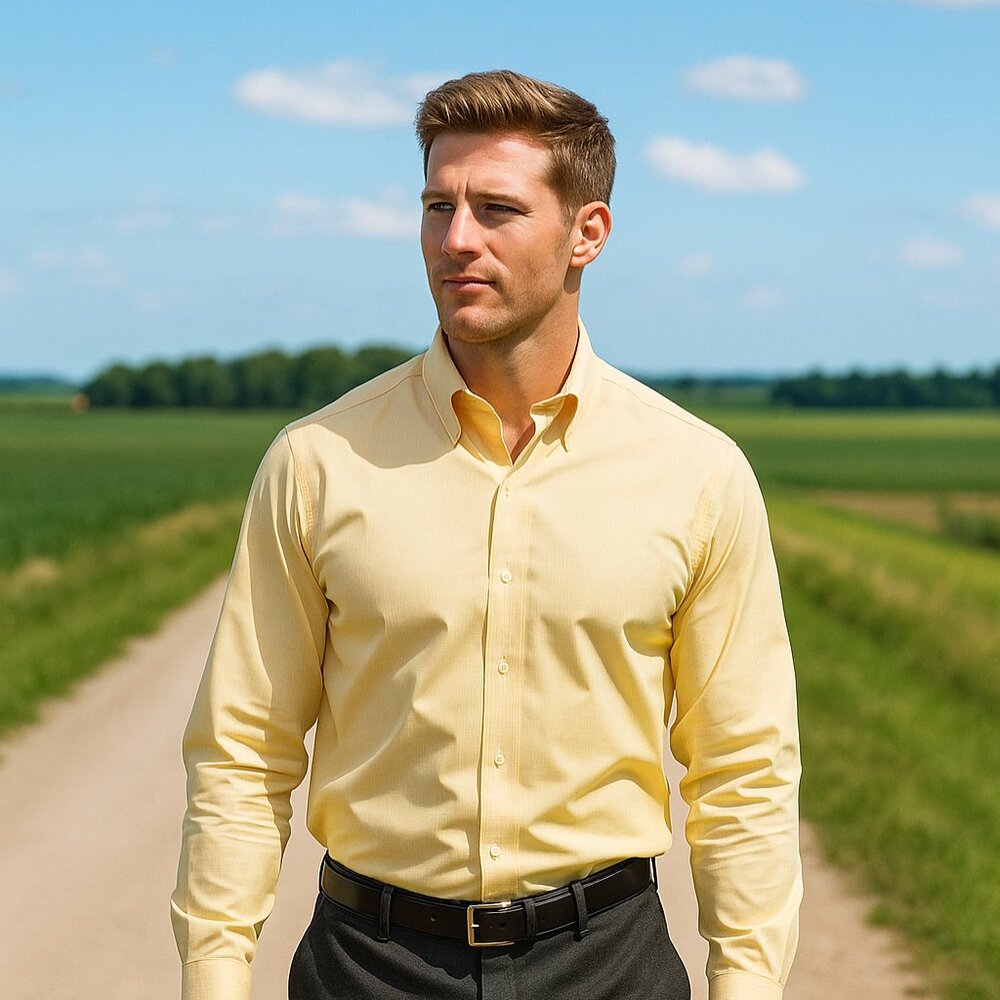 Roundtree Yorke Goldβ Label Perfect Performance Shirt Men 16/33 Yellow Plaid Y2K